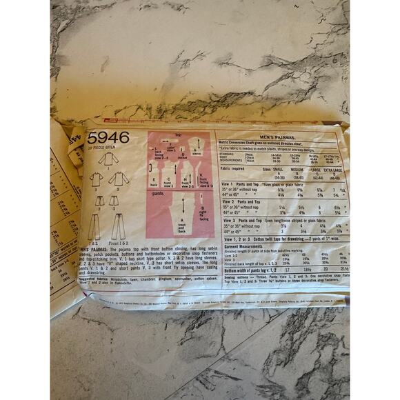 Vintage Sewing Patterns Mens Pajamas and Shirts Set of 2 - Picture 5 of 7